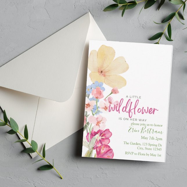Convites Uma Pequena Flor Silvestre, Chás de Bebê Florais (Criador carregado)