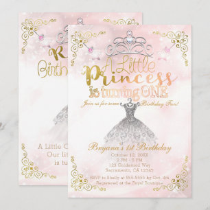 Convites Uma pequena princesa fazendo uma festa de primeiro