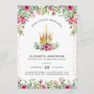Convites Uma pequena princesa Floral Birthday Card