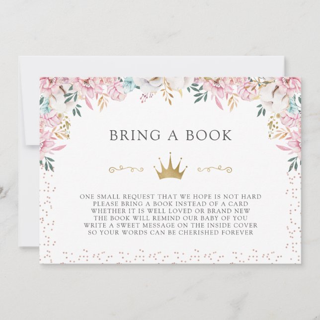 Convites Uma pequena princesa traga um livro (Frente)