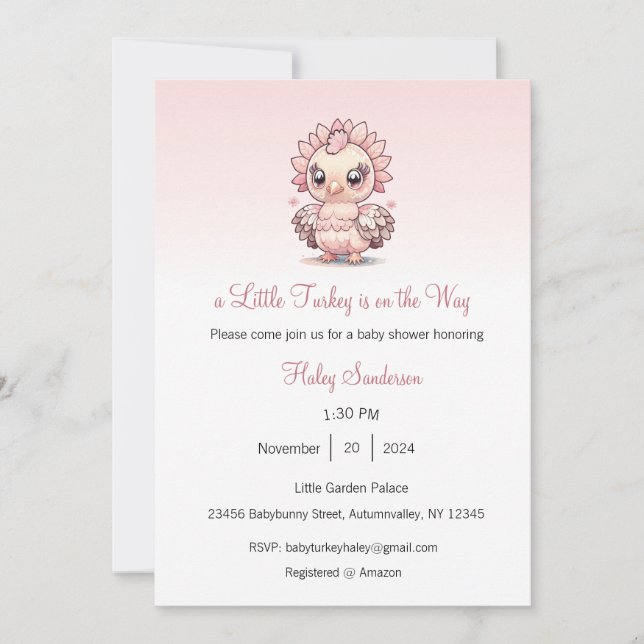 Convites Uma pequena Turquia está no caminho do convite, Ob (Frente)