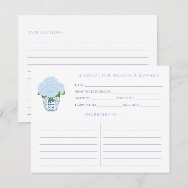 Convites Uma placa de recebimento de Chá de panela Blue Kit (Frente/Verso)