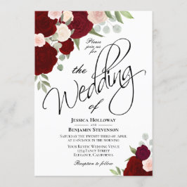 Convites Uma recompensa de Rosas Elegante Watercolor Boho W