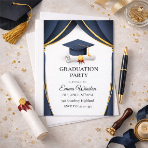 Convites Uma simples cerimônia de formatura com quatro foto