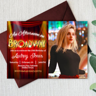 Convites Uma Tarde em Broadway Aniversário com Foto