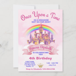 Convites Uma Vez Em Um Aniversário Do Time Princess Castle