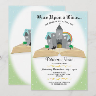 Convites Uma vez no Time Story Book Princesa Aniversário