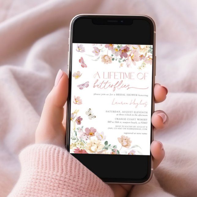 Convites Uma vida de borboletas Chá de panela rosa (Criador carregado)