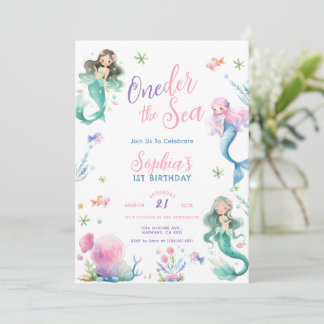 Convites UMder o Mar Aniversário de Uma Princesa Pequena Me