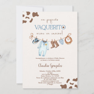 Convites Un Pequeño Vaquerito viene em Chá de fraldas