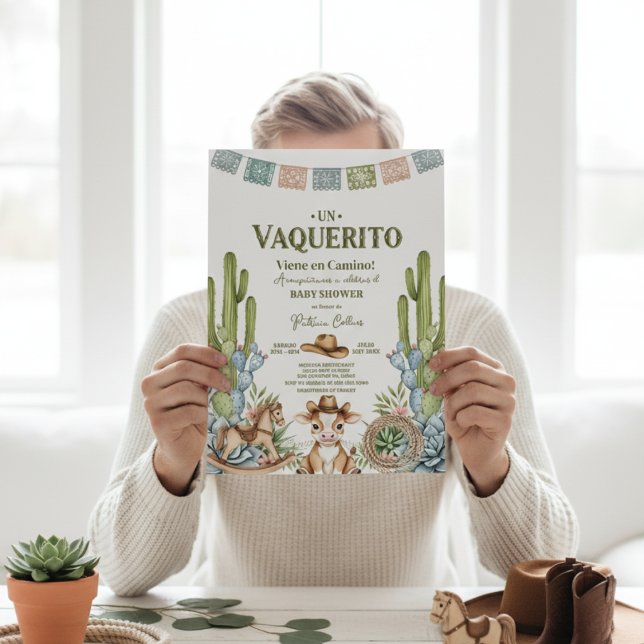 Convites un vaquerito viene en camino rodeo baby shower (Criador carregado)