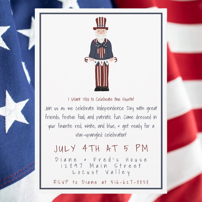 Convites Uncle Sam Fourth of July Party | Patriotic  (Criador carregado)
