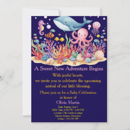 Convites Under Sea Whale Baby Shower Custom Invitation