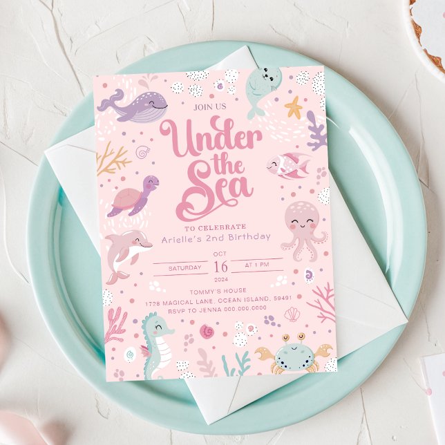Convites Under the Sea 2nd Birthday Invitation. Editable (Under the Sea 2nd Birthday Invitation. Editable Invitation
)