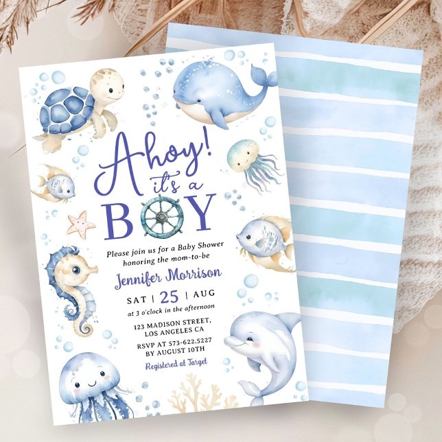 Convites Under The Sea Ahoy It's A Boy Ocean Baby Shower  (Criador carregado)