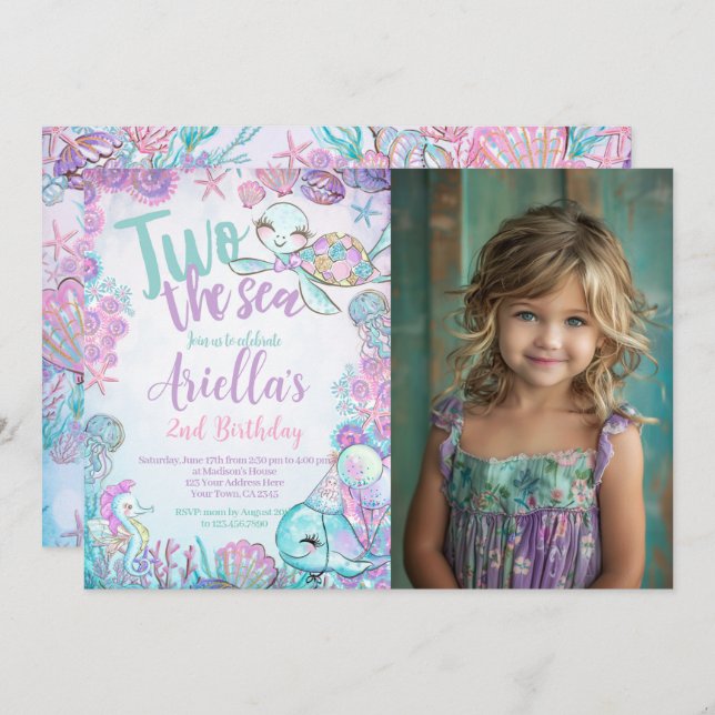 Convites Under the Sea Animals Birthday Invitation (Frente/Verso)