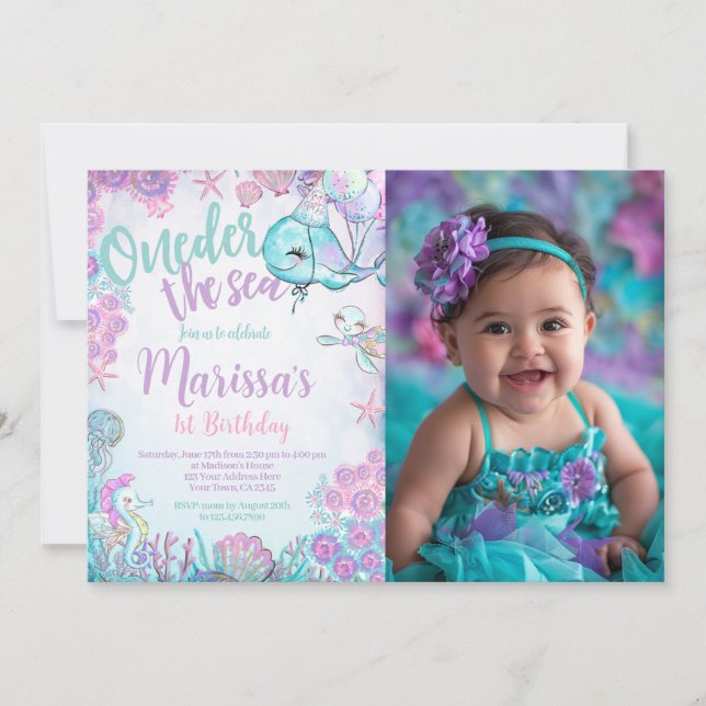 Convites Under the Sea Animals Birthday Invitation (Frente)