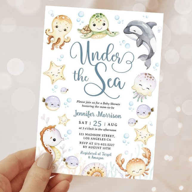 Convites Under The Sea Baby Shower Ocean Gender Neutral (Criador carregado)
