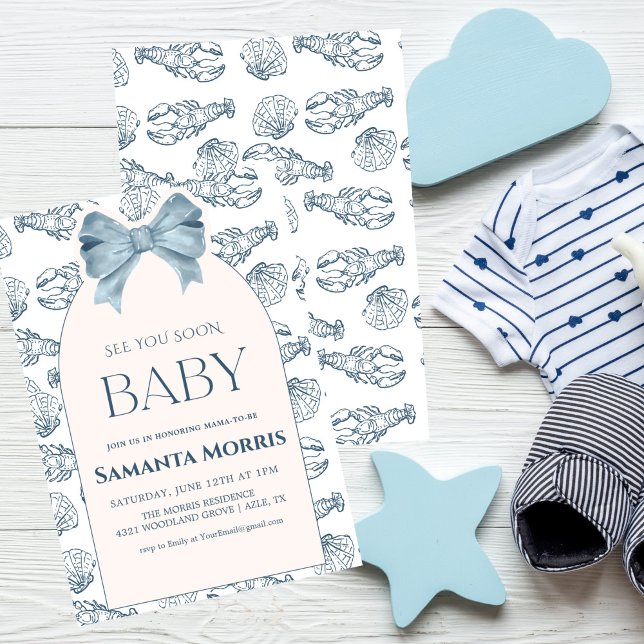 Convites  Under the Sea Beach Theme with Shell Design Baby  (Criador carregado)