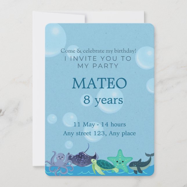 Convites Under the Sea Birthday for Kids (Frente)