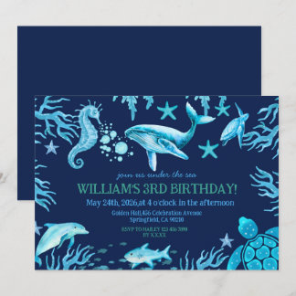 Convites Under the Sea birthday invitation, ocean boy