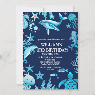 Convites Under the Sea birthday invitation, ocean boy