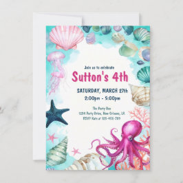 Convites Under the Sea Girl Kid Birthday Party