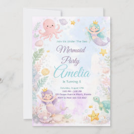 Convites Under The Sea Mermaid Birthday Invitation