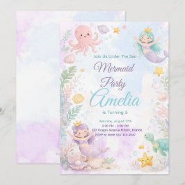 Convites Under The Sea Mermaid Birthday Invitation