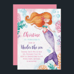 Convites Under The Sea Mermaid Girls Birthday Party<br><div class="desc">Here it's a cute magical mermaid theme birthday party invitation for little girls birthday. This under the sea birthday card has pretty calligraphy script text handwritten casual text. All text party details and birthday girls name everything is easily customizable. Perfect card for kids pool party.</div>