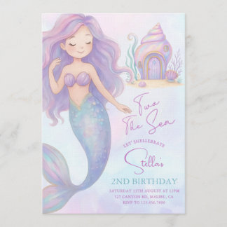 Convites Under the Sea Mermaid Sea Purple Girl 2nd Birthday