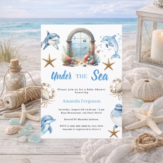 Convites Under the sea ocean animals boy Baby Shower (Criador carregado)