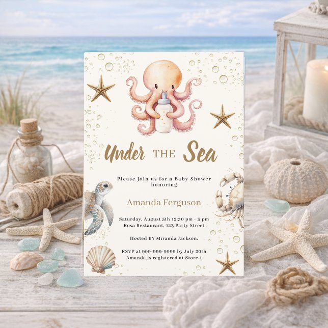 Convites Under the sea ocean animals girl Baby Shower (Criador carregado)