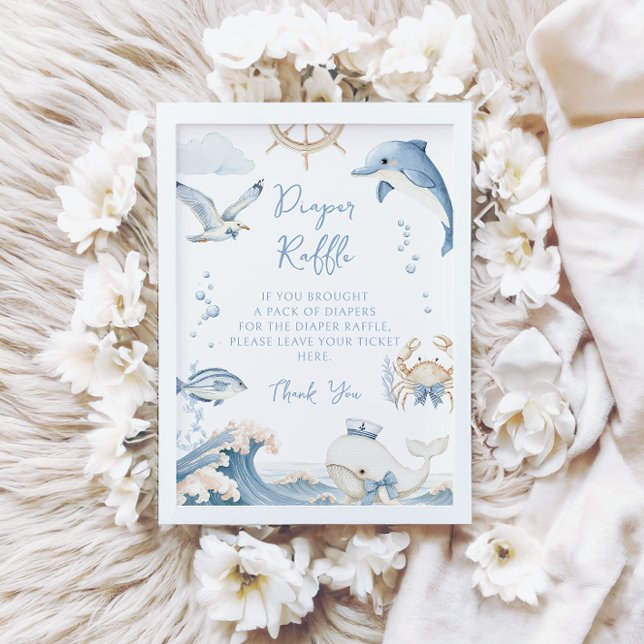 Convites Under the Sea Ocean Diaper Raffle Baby Boy Shower (Criador carregado)