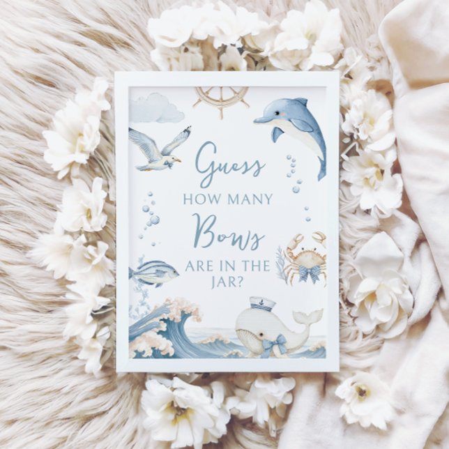 Convites Under the Sea Ocean How Many Bows Baby Boy Shower (Criador carregado)