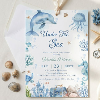 Convites UNder the sea Seashell Baby Shower