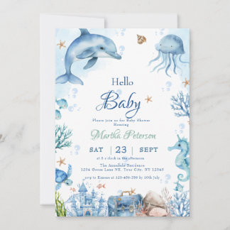 Convites UNder the sea Seashell Baby Shower