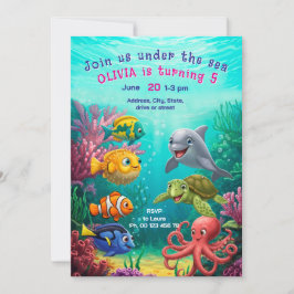 Convites Under the sea Theme invitaion. Kids party.