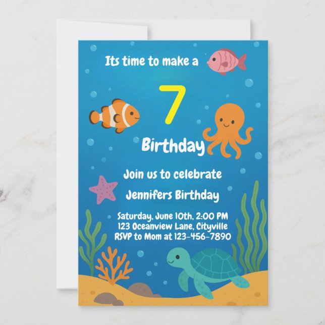 Convites Under the Sea Underwater Birthday Invitation (Frente)