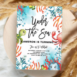 Convites Under the Sea Watercolor Kids Birthday