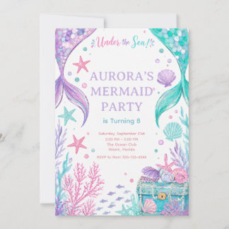 Convites Under The Sea Watercolor Party Invite