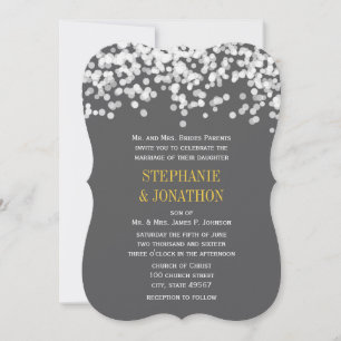 Convites Under the Stars Gray Yellow Modern Wedding Invites