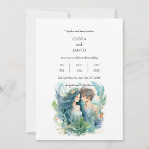 Convites Underwater Fantasy Mermaid Casal Beach Weding