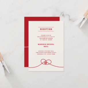 Convites União do Nó Vermelho 囍 Recepção de Casamento Simpl