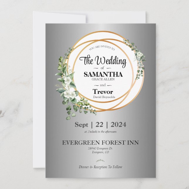 Convites União ouro Celebrando Casamento de Amor e Compromi (Frente)