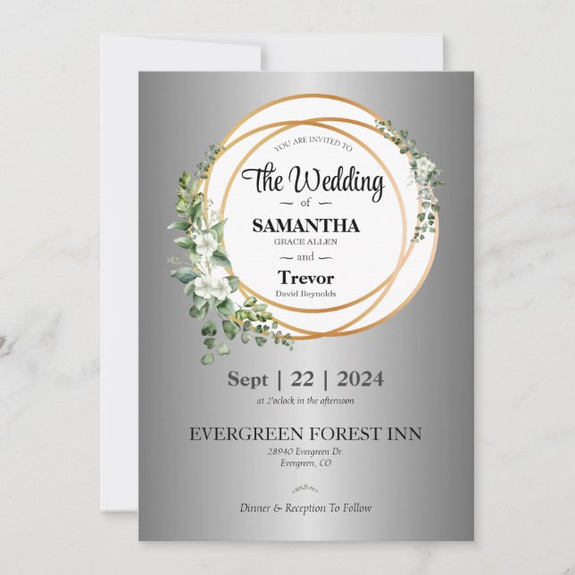 Convites União ouro Celebrando Casamento de Amor e Compromi (Frente)