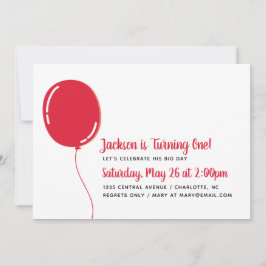 Convites Única festa de aniversário vermelha moderna do