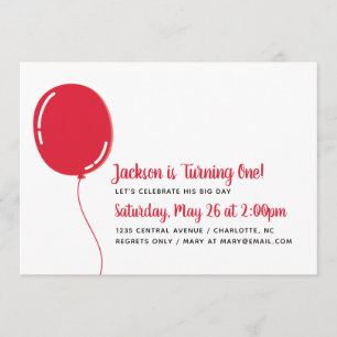 Convites Única festa de aniversário vermelha moderna do