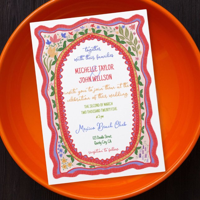 Convites Único Fantasioso Floral Excêntrico Rabisco Desenha (Unique Whimsical Floral Quirky Doodle Hand Drawn Invitation)