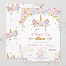 Convites Unicorn Aniversário Convidando Meninas Fleais Cute